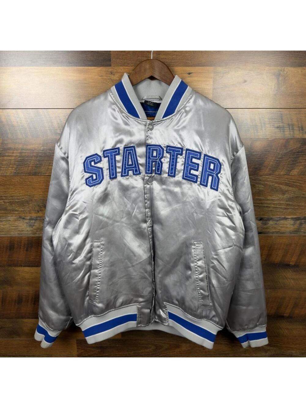 Y2K Starter Dallas Cowboys Tony Romo Silver Satin Bomber Jacket Large